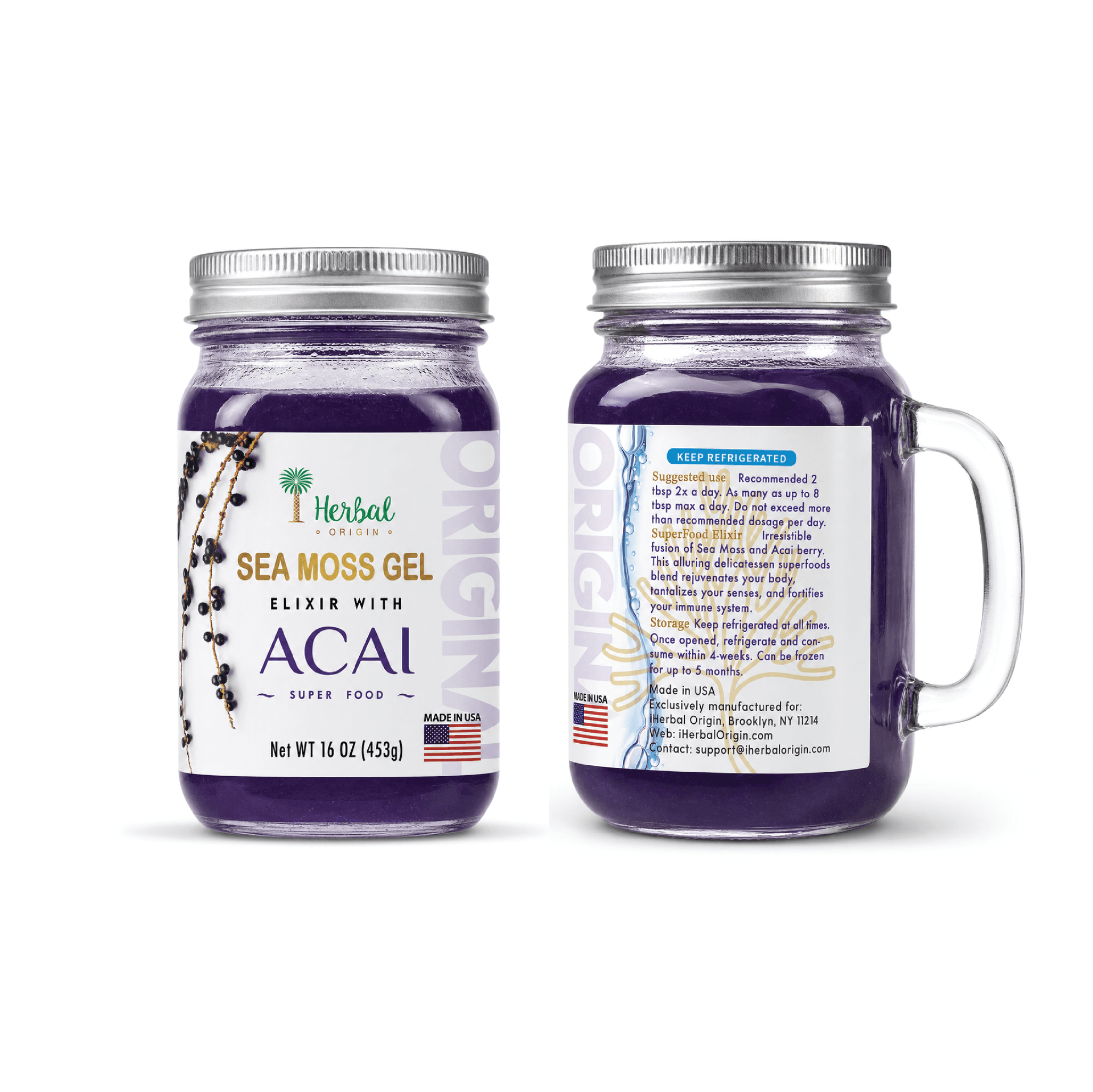 Acai berry with St. Lucia's golden Sea Moss gel | NET WT. 16 FL OZ