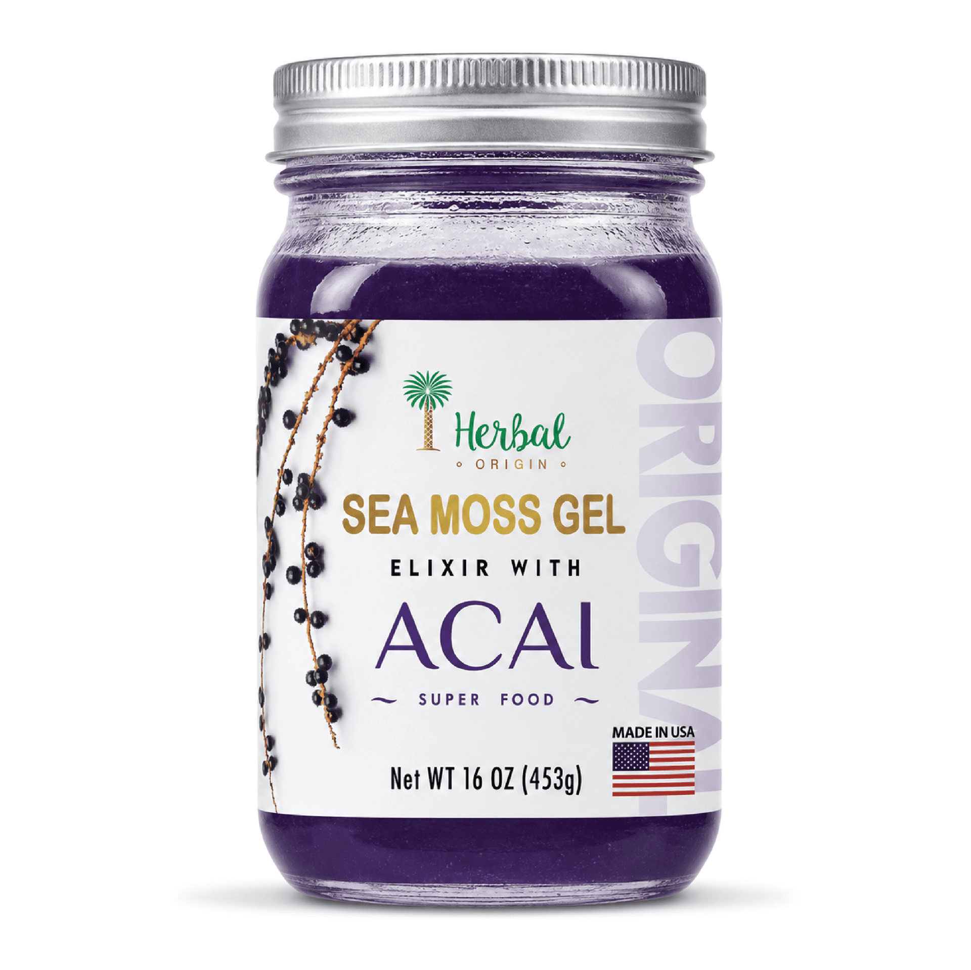 Acai berry with St. Lucia's golden Sea Moss gel | NET WT. 16 FL OZ