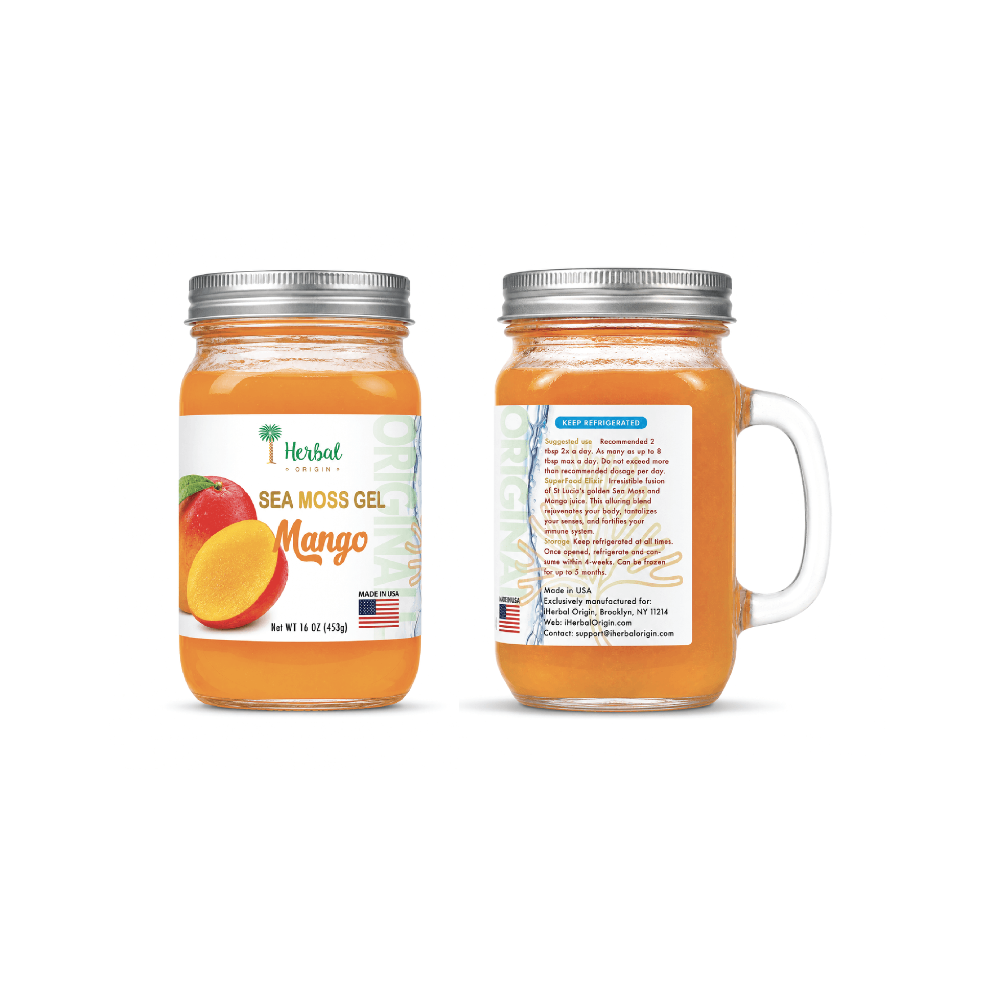 St. Lucia's Golden Sea Moss Gel with Mango, SuperFood Elixir | 16 Fl Oz.