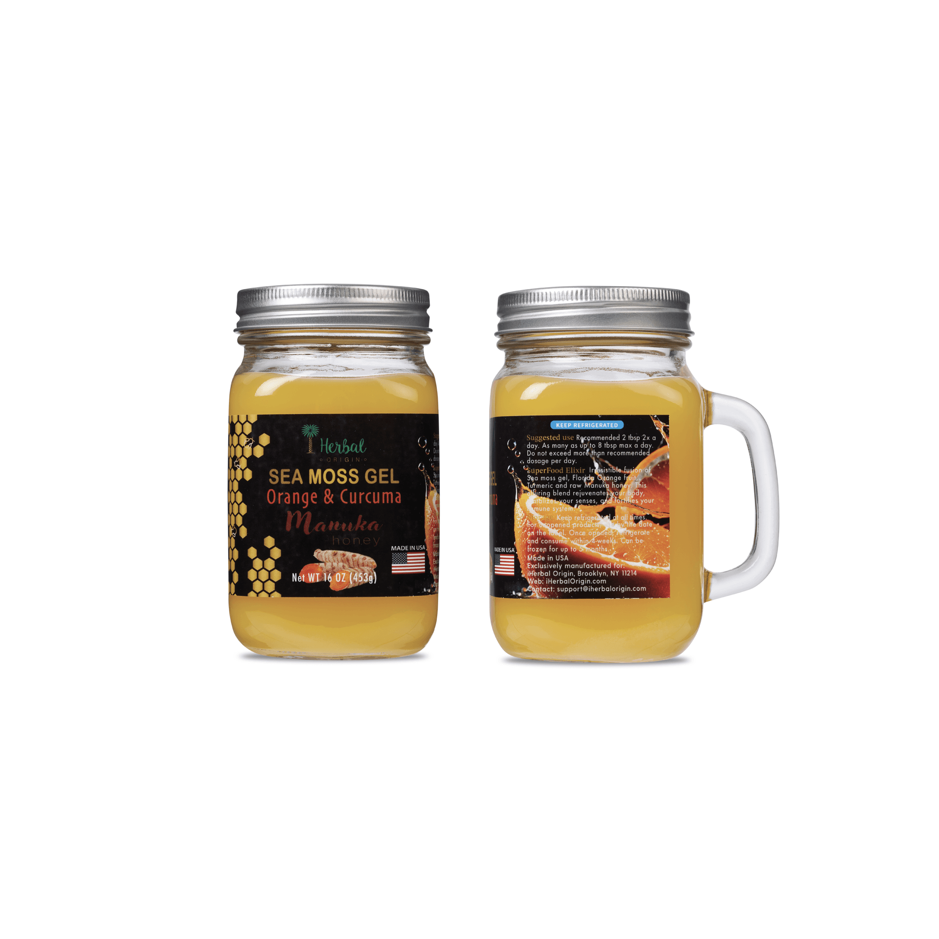 St. Lucia's Sea Moss Gel with Orange Juice, Turmeric and Raw Manuka Honey | Premium SuperFoods Elixir | All Natural Ingredients Net WT. 16 OZ (453g)