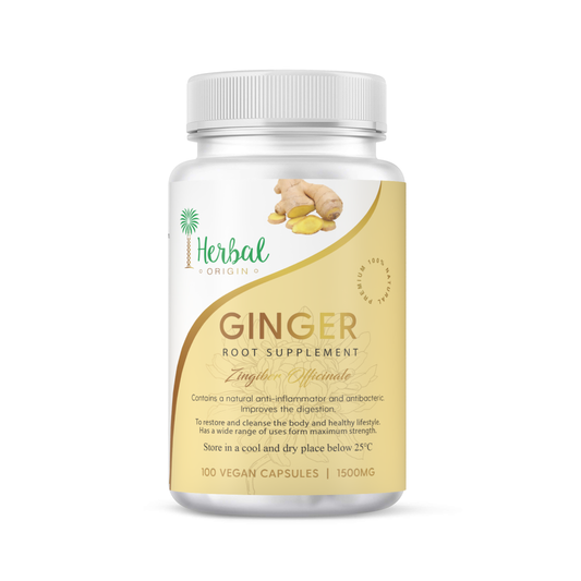 Ginger Root Supplement (Zingiber Officinale) | Premium Sort 100 Vegan Capsule - 500MG
