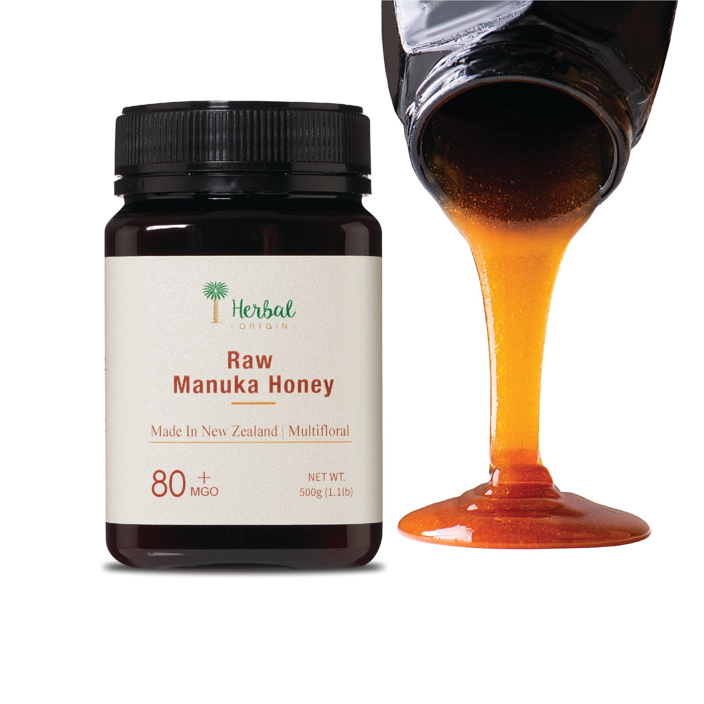 Manuka Raw Honey | MGO 80+ Multifloral Raw Manuka Honey New Zealand - Authentic Non-GMO Pure Honey | 1.1lb Raw Manuka Honey