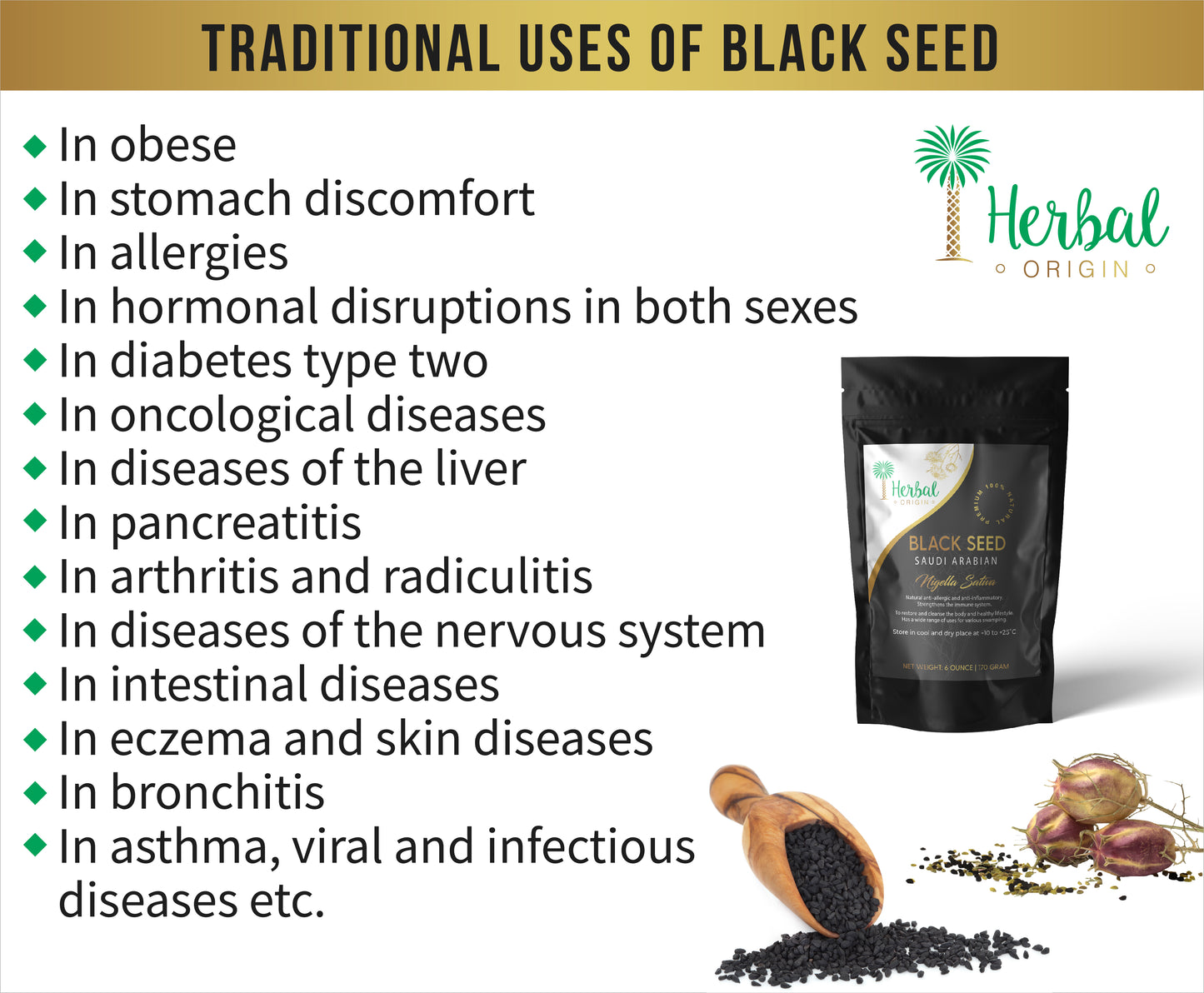 Saudi Arabian Cumin Black Seed (Kolonji, Nigella Sativa) | Organic Premium Sort | 100% Authentic Black Seed | Whole Seed NET WT. 6 Oz. (170g)